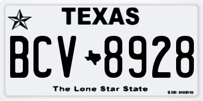 TX license plate BCV8928