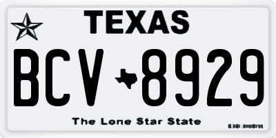 TX license plate BCV8929
