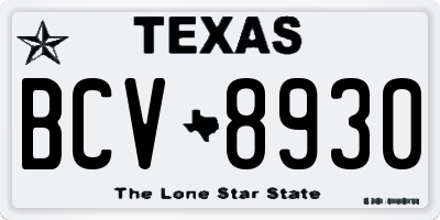 TX license plate BCV8930