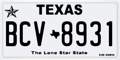 TX license plate BCV8931
