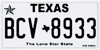 TX license plate BCV8933