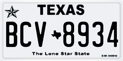 TX license plate BCV8934