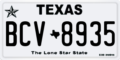 TX license plate BCV8935
