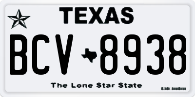 TX license plate BCV8938