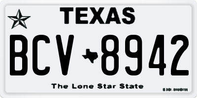 TX license plate BCV8942