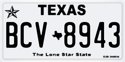 TX license plate BCV8943