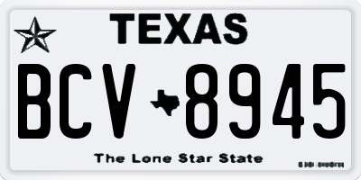 TX license plate BCV8945
