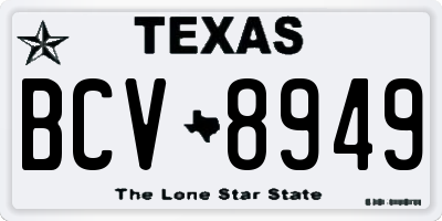 TX license plate BCV8949