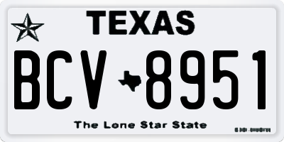 TX license plate BCV8951