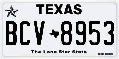 TX license plate BCV8953