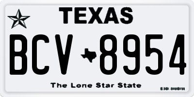 TX license plate BCV8954