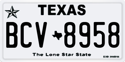 TX license plate BCV8958
