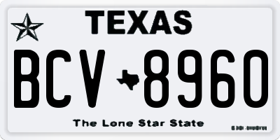 TX license plate BCV8960