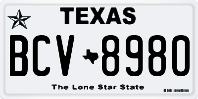 TX license plate BCV8980