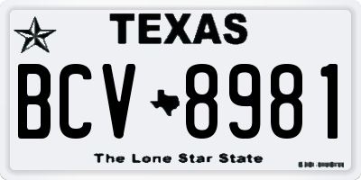 TX license plate BCV8981