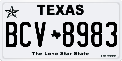 TX license plate BCV8983