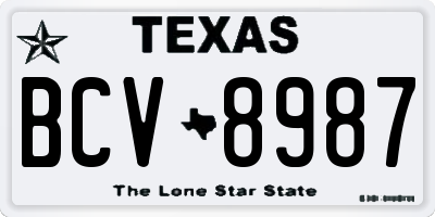 TX license plate BCV8987