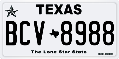 TX license plate BCV8988