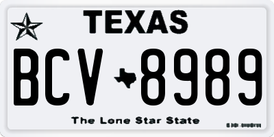 TX license plate BCV8989