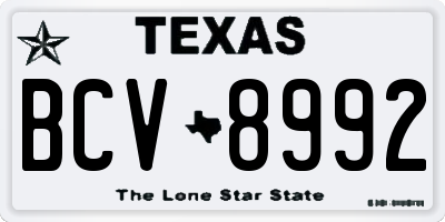 TX license plate BCV8992