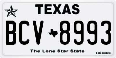 TX license plate BCV8993