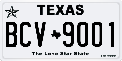 TX license plate BCV9001