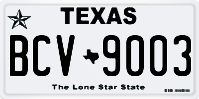 TX license plate BCV9003