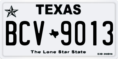 TX license plate BCV9013