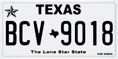 TX license plate BCV9018