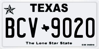 TX license plate BCV9020