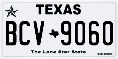 TX license plate BCV9060