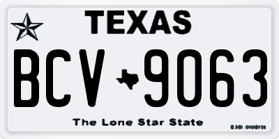 TX license plate BCV9063