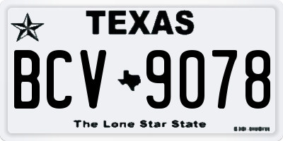 TX license plate BCV9078