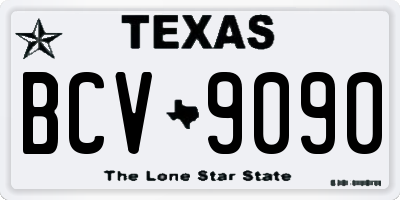 TX license plate BCV9090