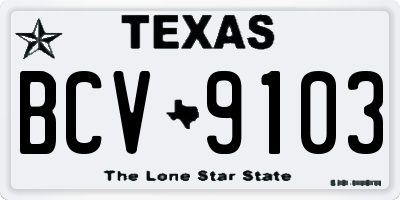 TX license plate BCV9103