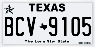 TX license plate BCV9105