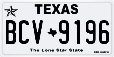 TX license plate BCV9196