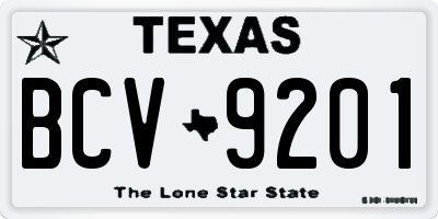 TX license plate BCV9201