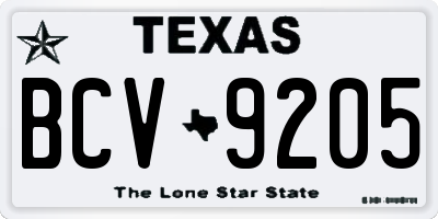 TX license plate BCV9205