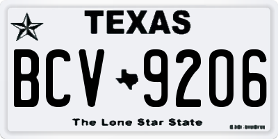 TX license plate BCV9206