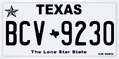 TX license plate BCV9230