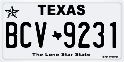 TX license plate BCV9231