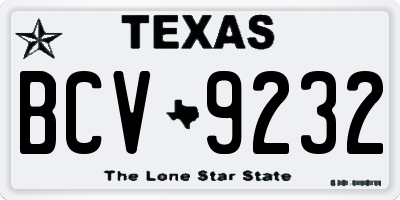 TX license plate BCV9232