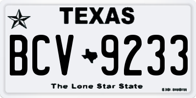 TX license plate BCV9233