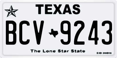 TX license plate BCV9243