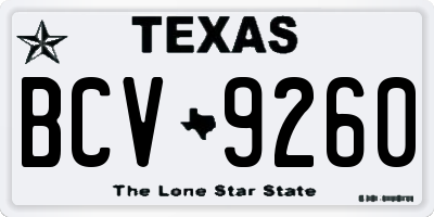 TX license plate BCV9260