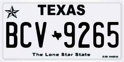 TX license plate BCV9265