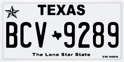 TX license plate BCV9289