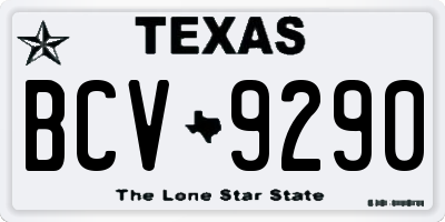 TX license plate BCV9290