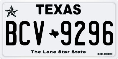 TX license plate BCV9296